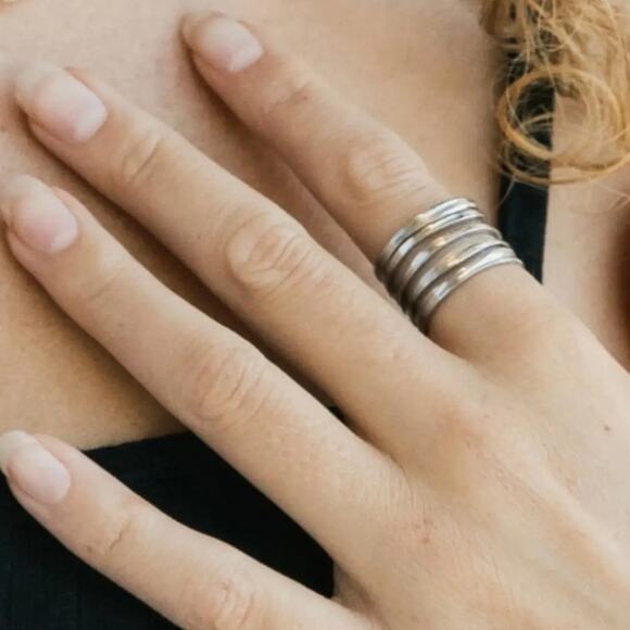 New Plunder "Hailey" Silver Multilayer Ring - Picture 4 of 8